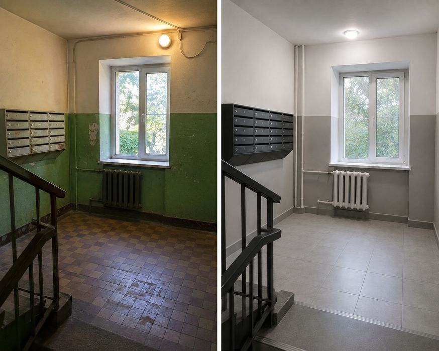 Ремонт подъезда под ключ.Недорого