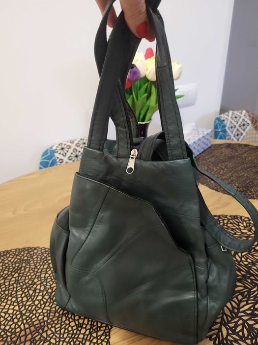 Rucsac din piele, verde