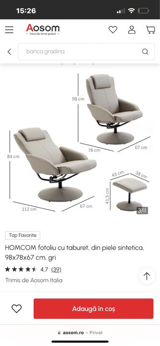 Fotoliu de relaxare cu taburet