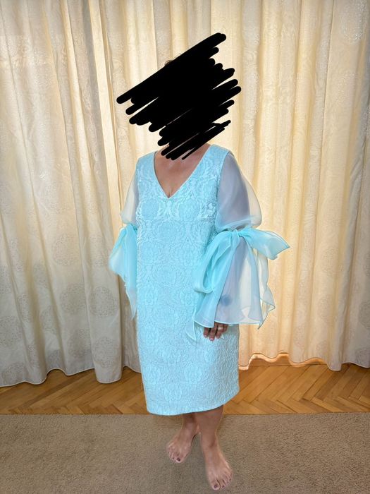 Rochie de ocazie, model deosebit, culoare turcoaz