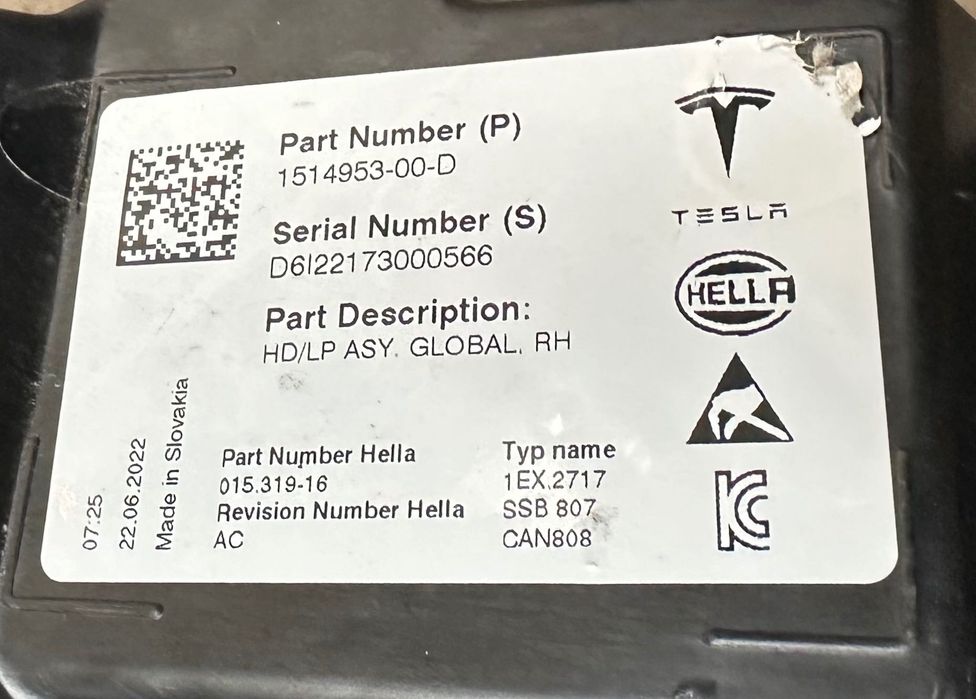 Фар far десен фарове за Тесла Tesla 3