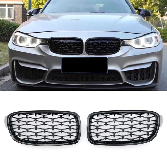 Grile Nari M Diamond BMW F30 F31 Negru Lucios Complet, Grila Dubla
