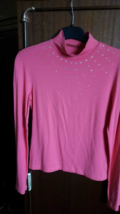 Дамско памучно поло с камъчета