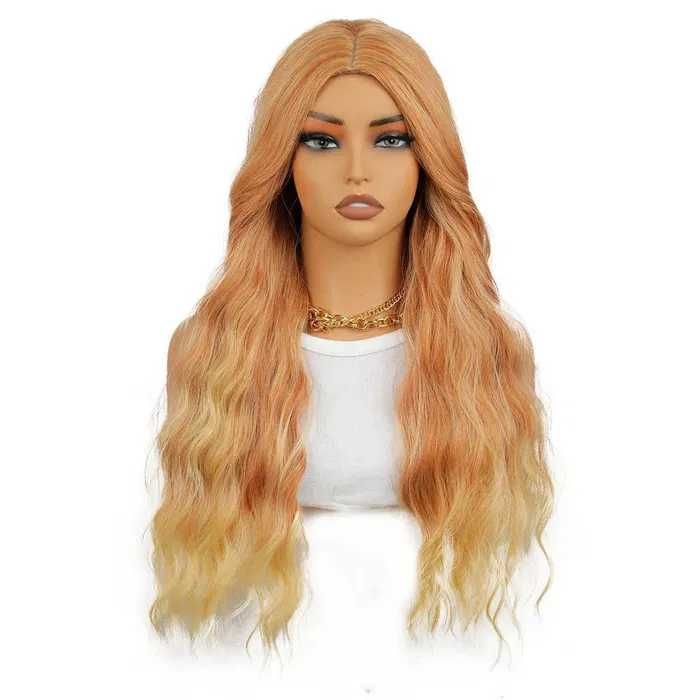 Оранжева къдрева перука с руси краища на път