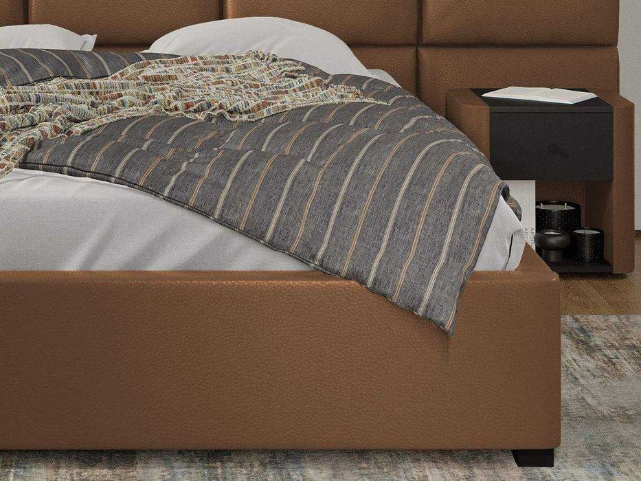 Pat tapitat Cico 190 rabatabil 287x114 C2 din piele/stofa Maro Nube 23