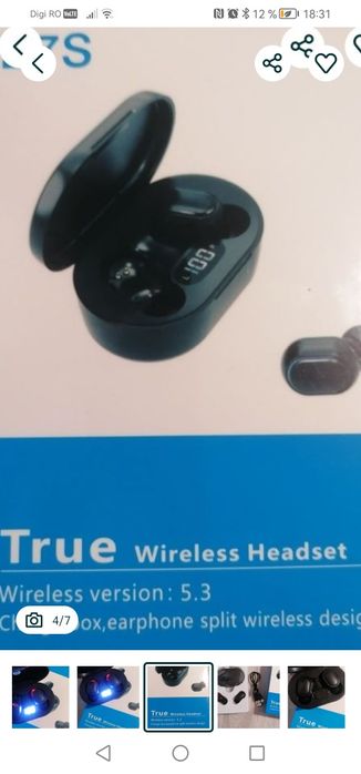 Căști wireless pentru gaming, cu control tactil și afișaj led, noi