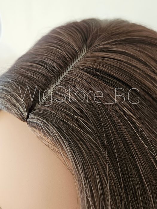 Дълга на вълни кестенява перука омбре без бретон