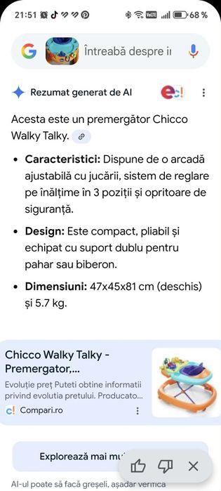 Vând premergător CHICCO