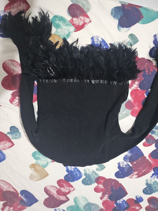 Сет пола и блуза зелено бежово Черна блуза плетива с пера