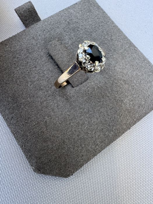 Inel aur 9 k, safir si diamante