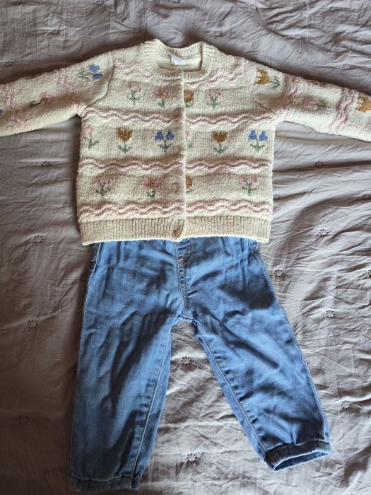 Жилетка h&m и дънки mango 12м момиче