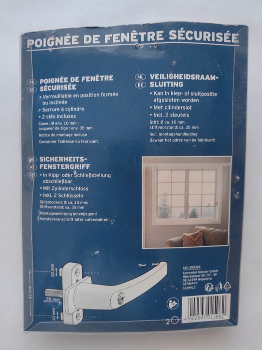 Maner din aluminiu cu cheie pentru geam termopan