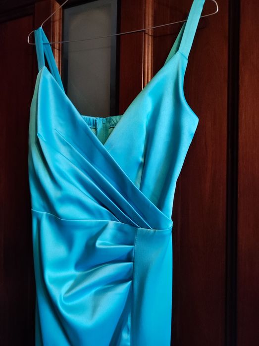 Rochie ocazie, midi, material fin lucios