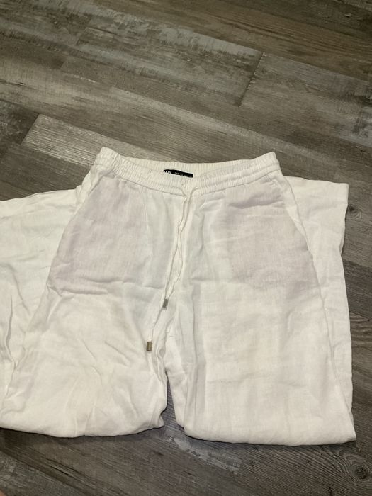 Белые ленные штаны