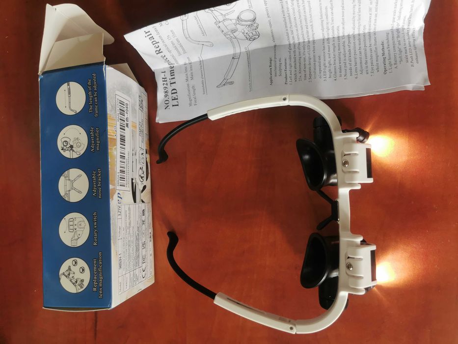 Ochelari cu lupe detasabile cu lumini LED pentru marit 8x-23x (max)