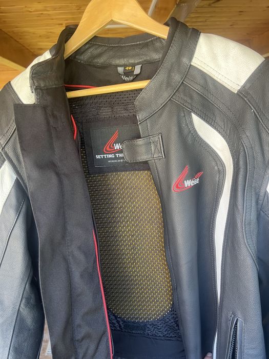 Jacheta MOTO din piele, cu protectii