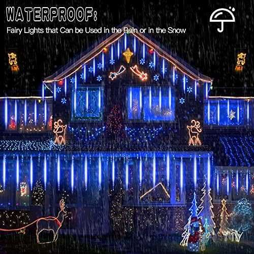 Нови 480 LED Коледни Външни Светлини Метеоритен Дъжд 7.6м Украса двор