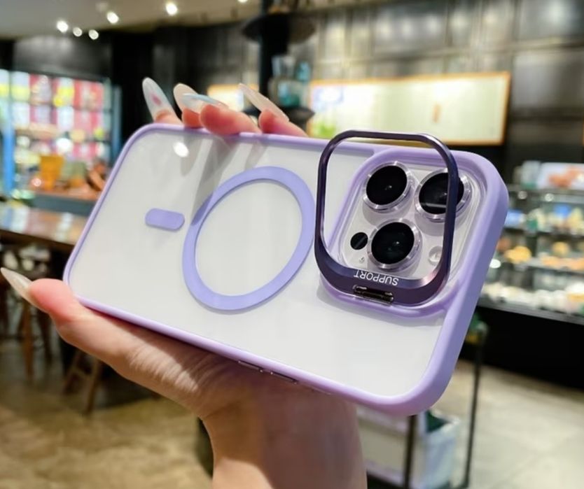 iPhone 17,16,15,14,13,12  Magsafe case с протектори за камерата,стойка