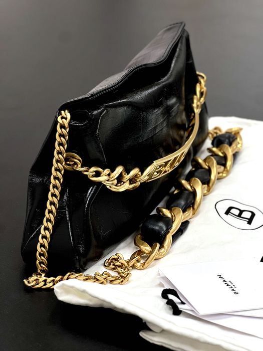 BALMAIN 1945 Soft Clutch – луксозна кожена чанта от телешка кожа, нова без забележки
