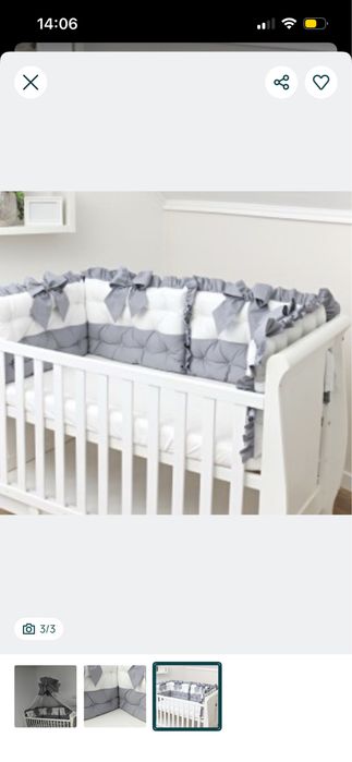 Patut bebe din lemn regal white+saltea de cocos + protectii laterale patut
