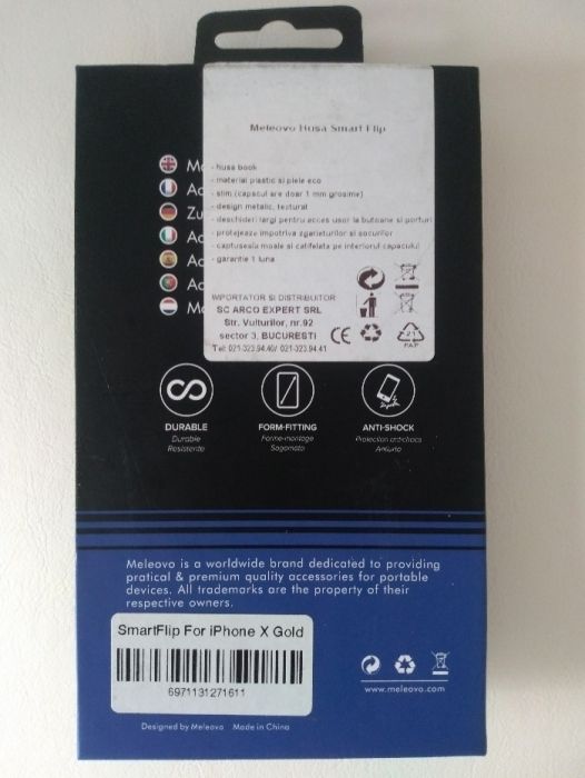 Vand Husa Apple iPhone X, Smart Flip,protectie, Auriu,noua.