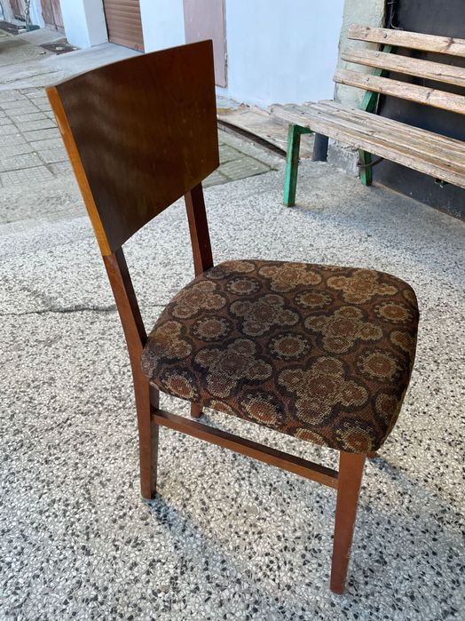 5 Ретро Стола Антика Дървен Тапициран