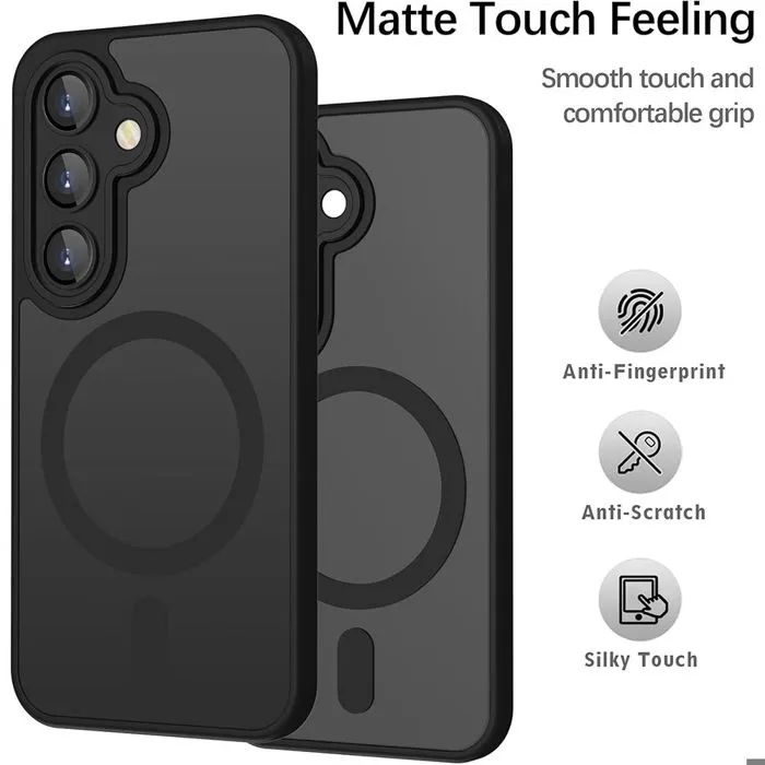 Матов magsafe кейс за samsung galaxy s26+ plus - черен - със защита на