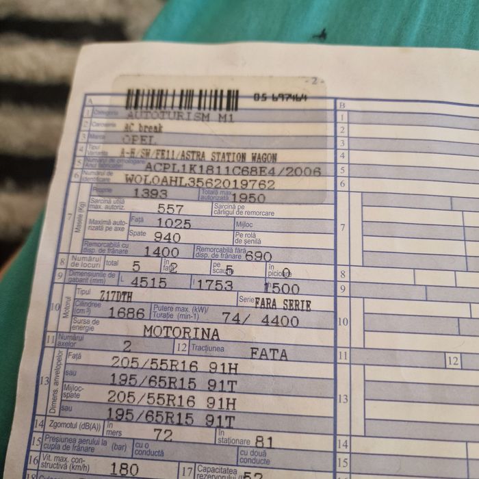 Opel astra h 1 7 brek tip vagon