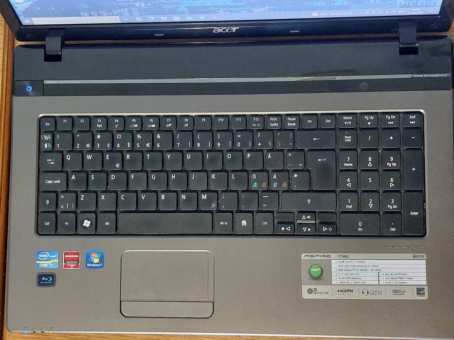 Laptop Acer 17.3 i7 2630QM 2.0/2.9Ghz, 16GB, 120GB SSD+750GB, Radeon HD 6850M 1GB, Win10 Office 2024