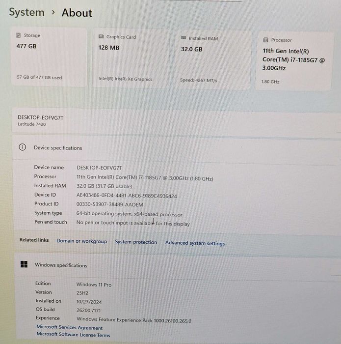 Laptop Dell Latitude 7420, intel i7, 32gb ram, 512gb ssd