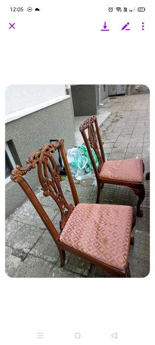 Махагонова маса с 6 стола старина