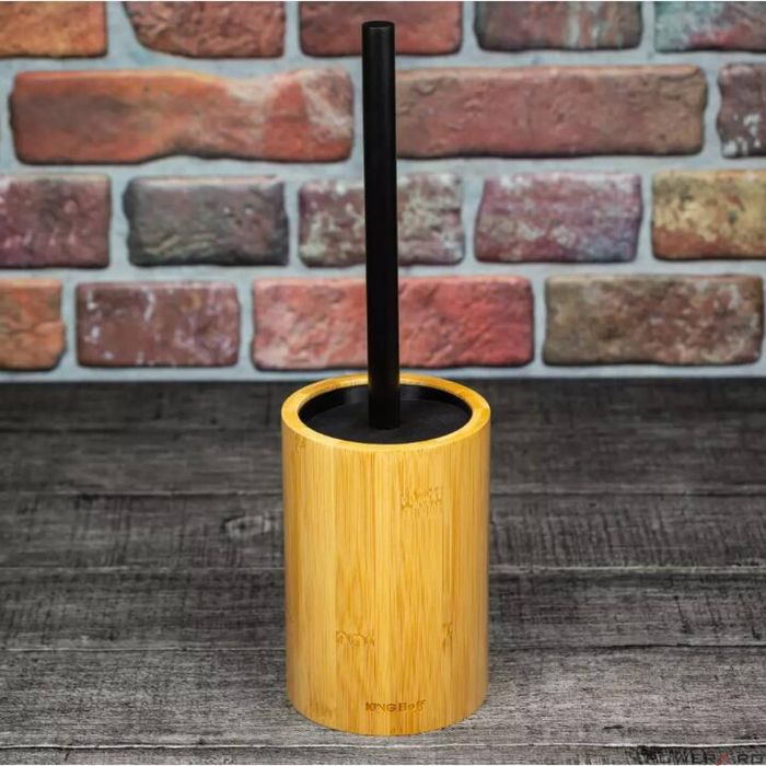 Perie pentru wc, cu suport din bambus, 10,5x10,5x36 cm, KingHoff