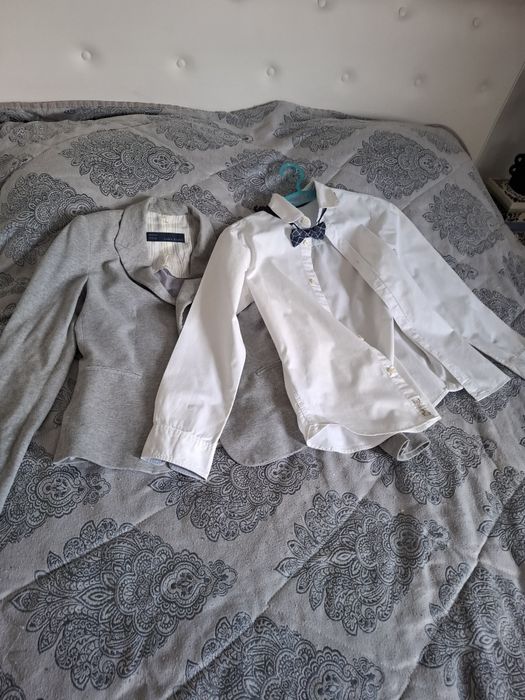 Set sacou baieti mânecă 62 cm camasa și papion 12-14 ani