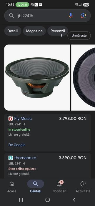 Caut "2buc. driver Peavey 44XT la schimb cu un jbl2241hpl