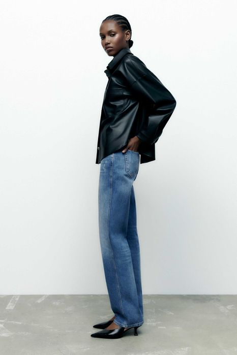 Zara кожена връхна риза яке, размер S овърсайз
