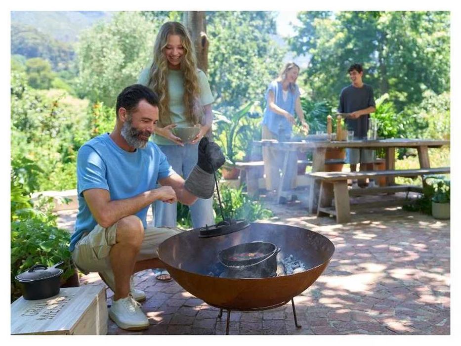 НОВА! Чугунена тенджера холандска фурна Dutch Oven 4.2 л с грил капак за барбекю и огън
