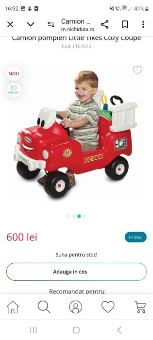Little tikes masina de pompieri cu furtun de stropit