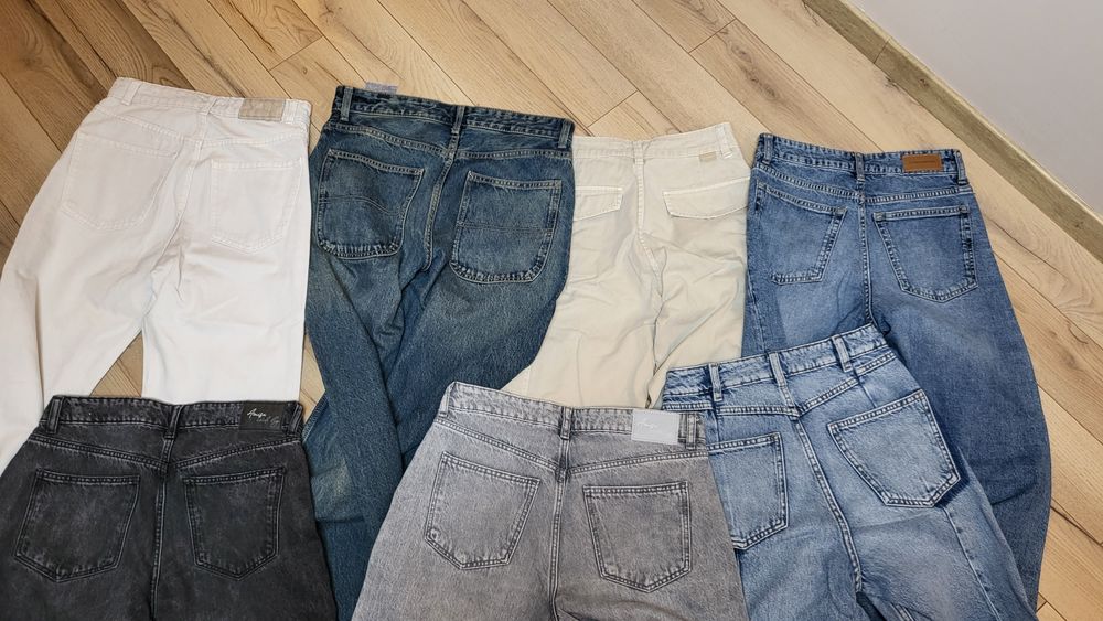 Jeans/ blugi drepți, largi, 34/36/S fete/femei set 7 bucăți