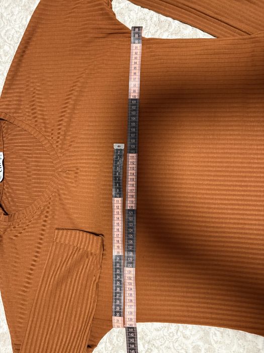 Compleu dama caramiziu casual elegant bluza si pantaloni evazati