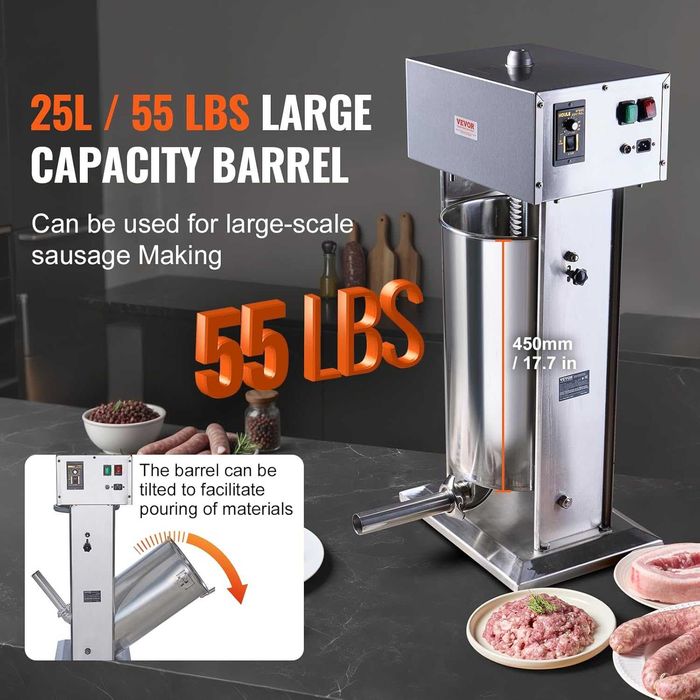 Mașină Profesională Umplut Cârnați 20L / 25L Electrică | Integral Inox | Carnatar | Sprit