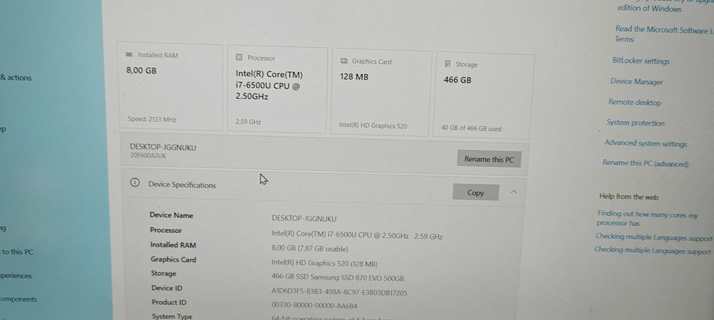 Laptop lenovo x260 i7