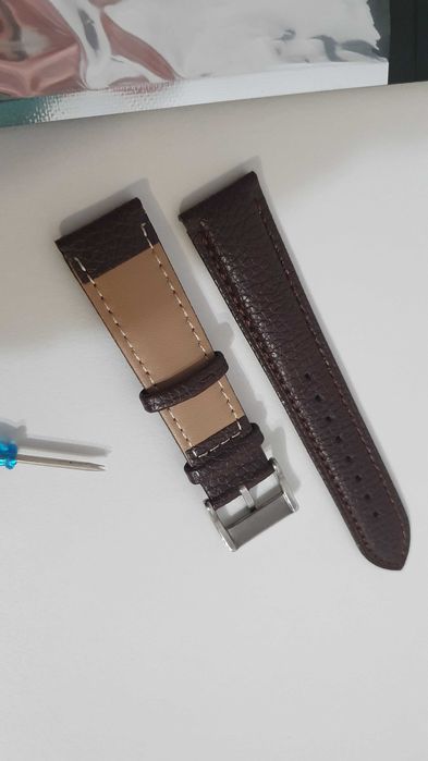 Curea piele ceas 20mm noua maro coffee inchis