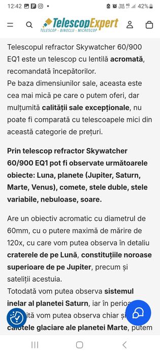 Telescop refractor sky watcher BK 609 EQ1