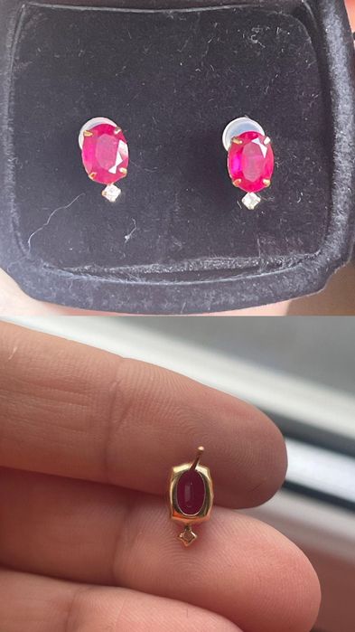 Cercei din aur 18k cu rubine si diamante naturale