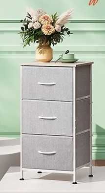 WLIVE Минималистично нощно шкафче с 3 чекмеджета и плат