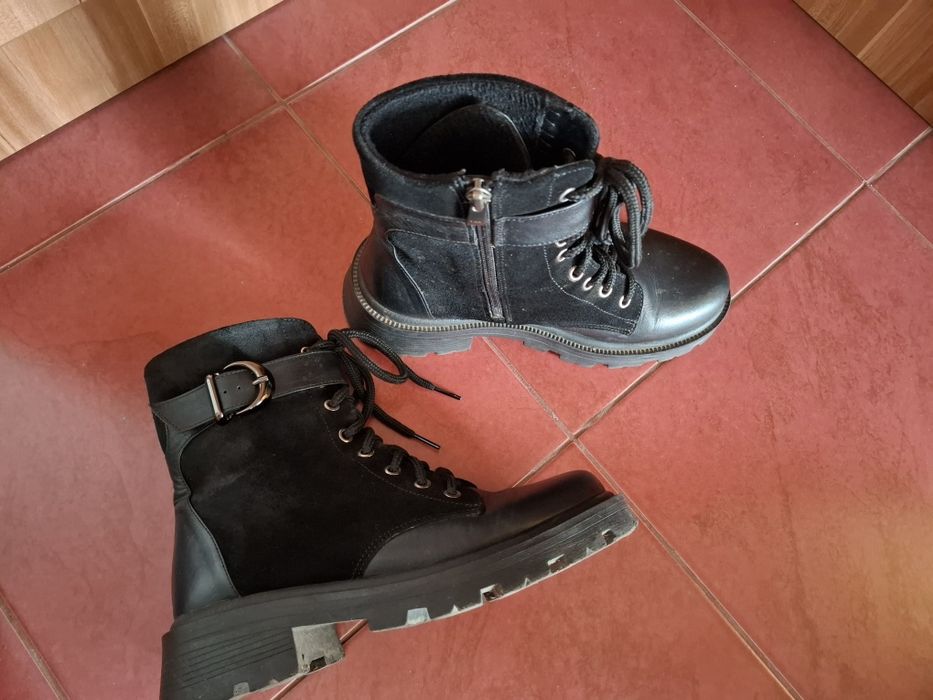 Кожени черни боти от естествена кожа