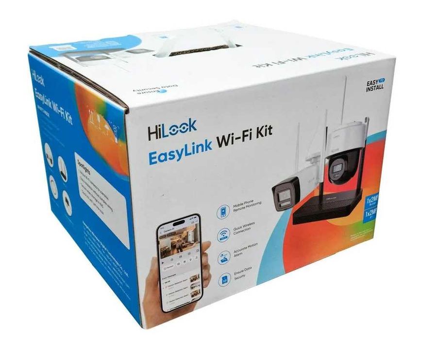 Kit 2 camere sigilat Wifi bullet + PTZ cu NVS HiLook IKS-2042BPH-PH/W 2MP IR 30m detectie miscare Nou Garantie