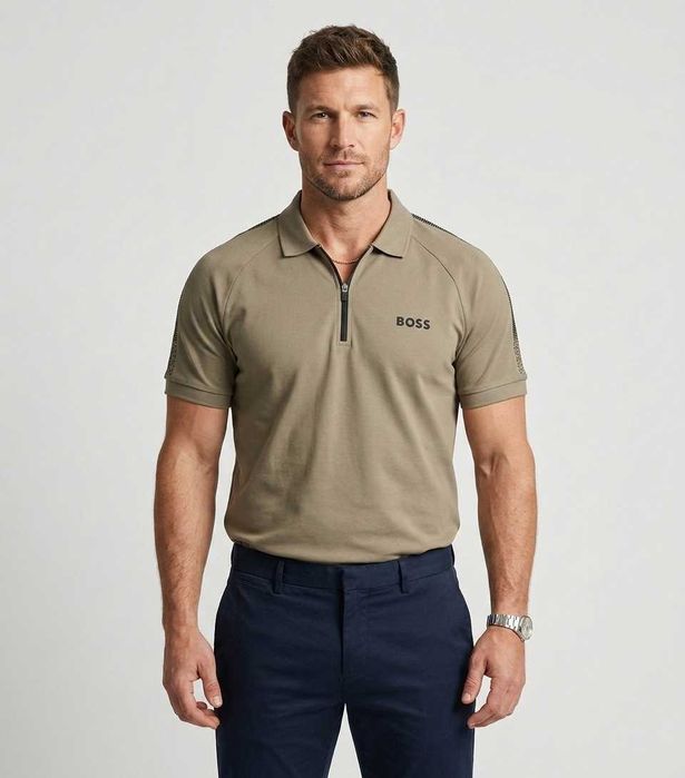 Hugo Boss Philix Pixel - Оригинална мъжка тениска с яка размер XL