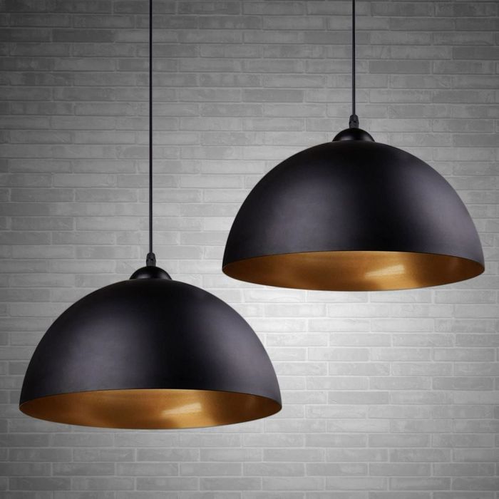 Lampa Pendentă Industrială Modernă Vintage Ø30cm E27 – Negru Aurie