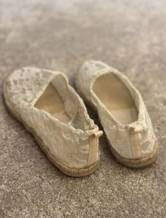 Espadrile dantelă H&M, crem – slip-on